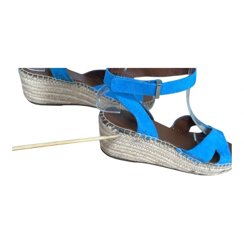 Franco Sarto Women’s 9M Penne Blue Strappy Sandals Espadrilles Colorful Heel